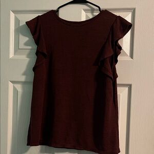 a new day Dark Brown Flutter Sleeve Blouse